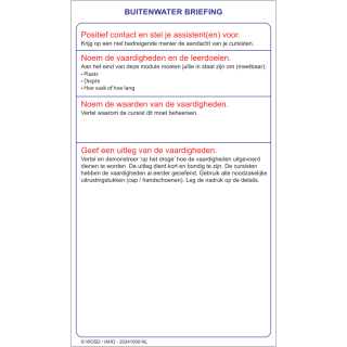 Schreibtafel 'Briefing Freiwasser'