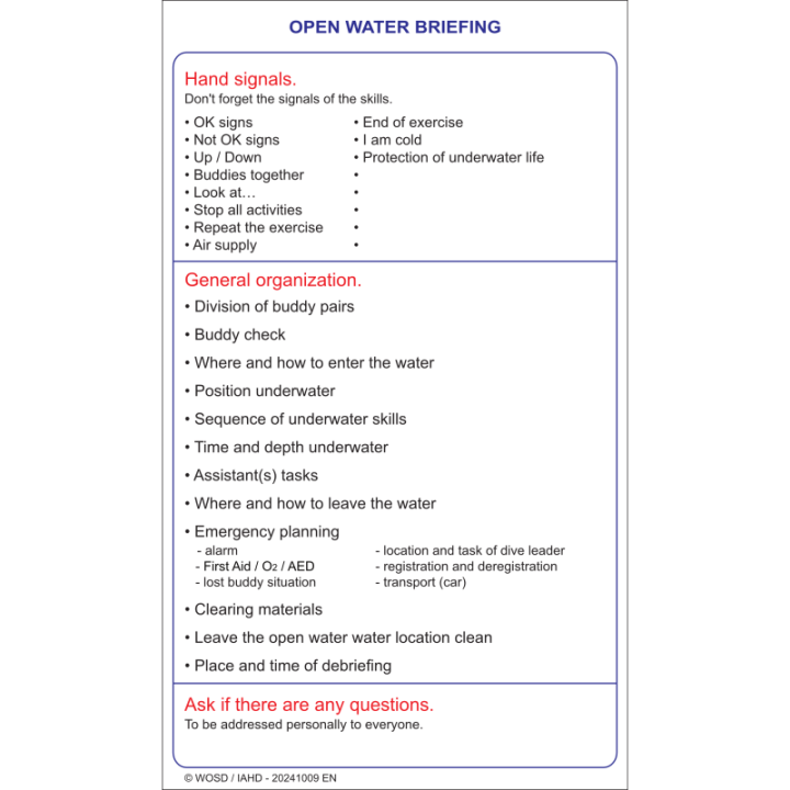 Slate 'Briefing open water'