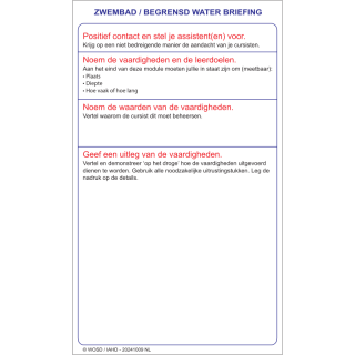 Schreibtafel 'Briefing Schwimmbad / begrenztes Freiwasser'